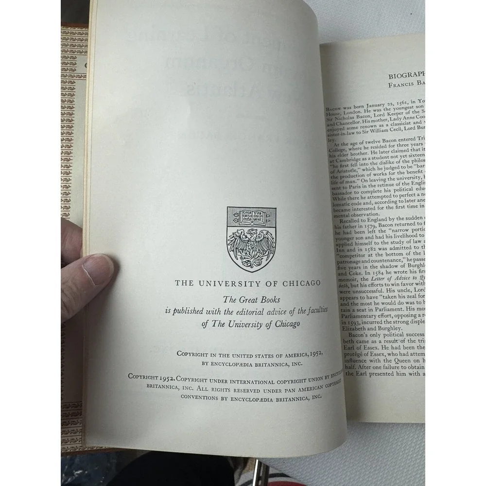 Britannica Great Books Francis Bacon Essays Vintage‎ Collectible Book
